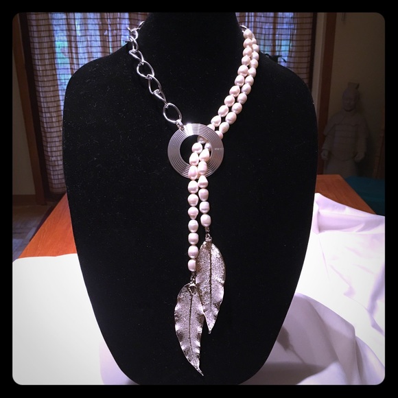 Fresh water pearls, with hand dipped silver leafs